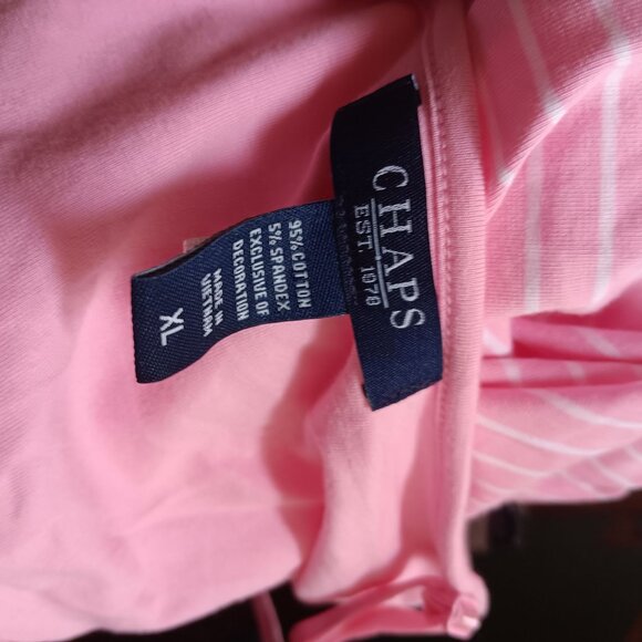 NWT XL Women's Chaps Tank Top Pink White Striped Camisole Chaps Monterey - Picture 7 of 7